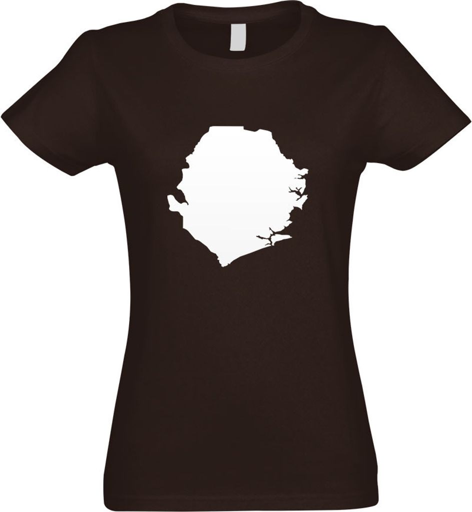 Kiwistar - T-Shirt tailliert - Damen - Chocolate - Sierra Leone Umriss Kontur - mit Motiv Bedruckt - Funshirt Design - Sport - Freizeit - Damen - M