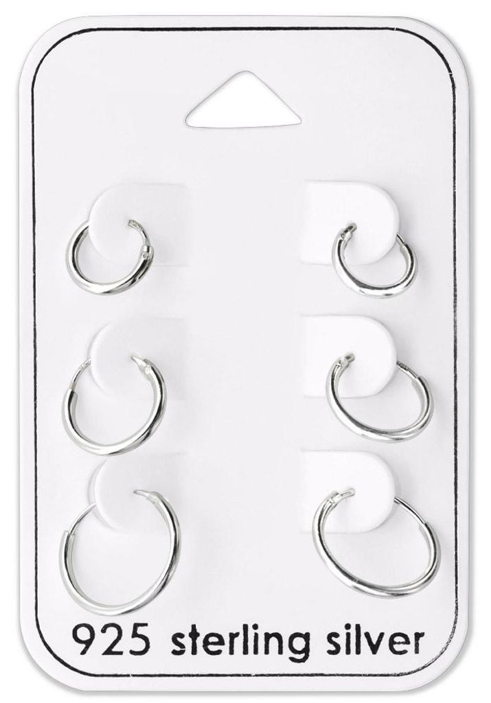 Kleine Creolen Set Silber 925: 3 Paar Ohrringe 8, 10 & 12 Produktbild 