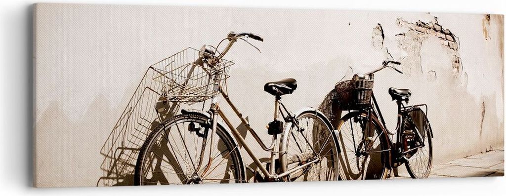 Bild auf Leinwand - Leinwandbild - Fahrrad Ziegel Stadt Italien - 90x30cm - Wand Bild - Wanddeko - Leinwanddruck - Bilder - Kunstdruck - Wanddekora...