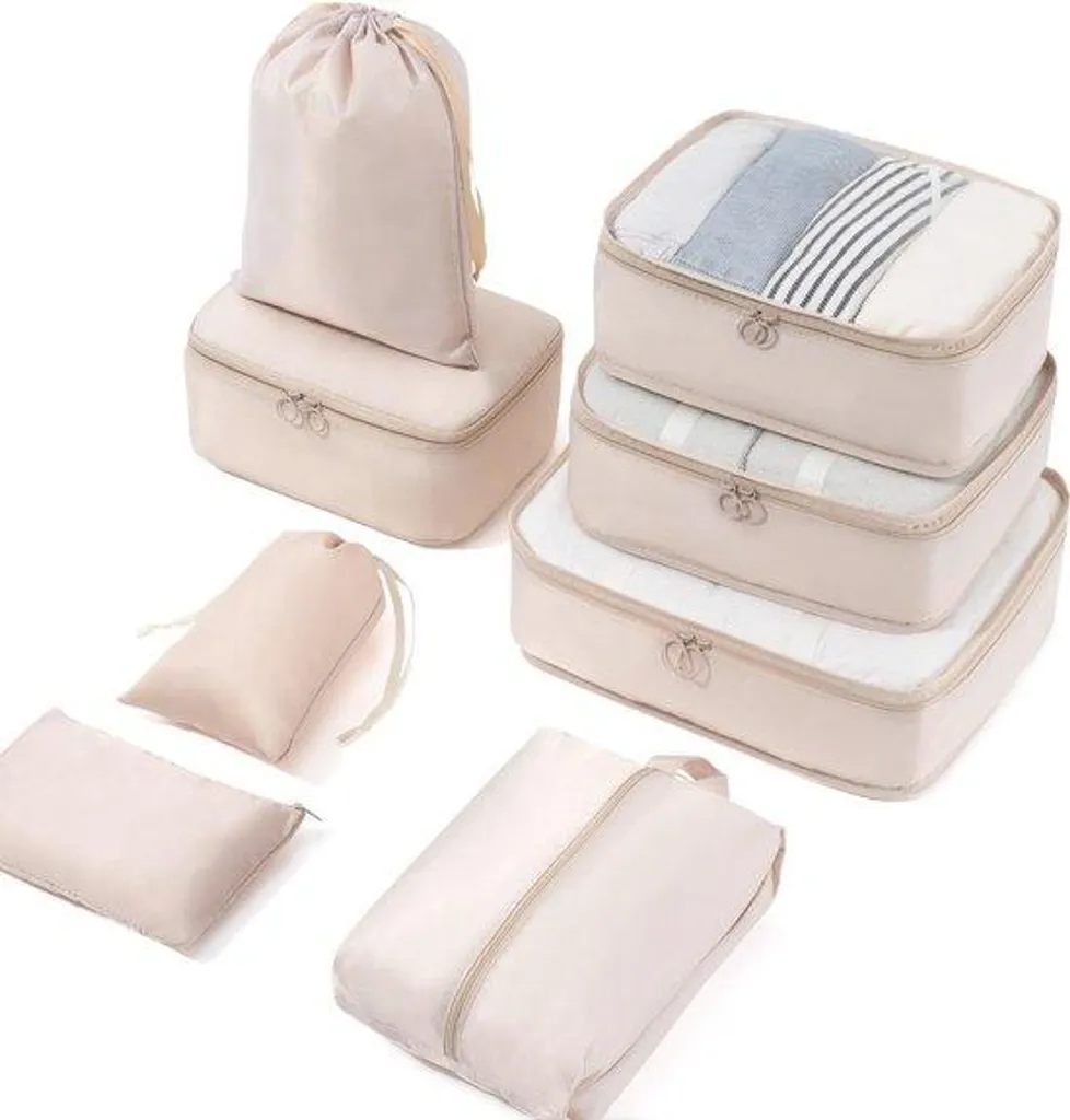 Organiseurs de voyage : lot de 8 sacs de rangement pour bagage et cabine