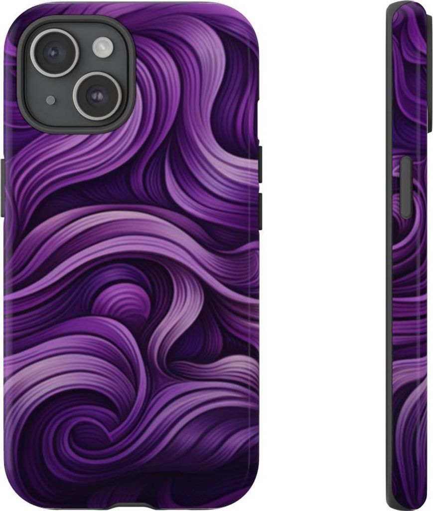 Wirbelndes Wellenmuster in Violett – Hülle Kompatibel mit iPhone 15