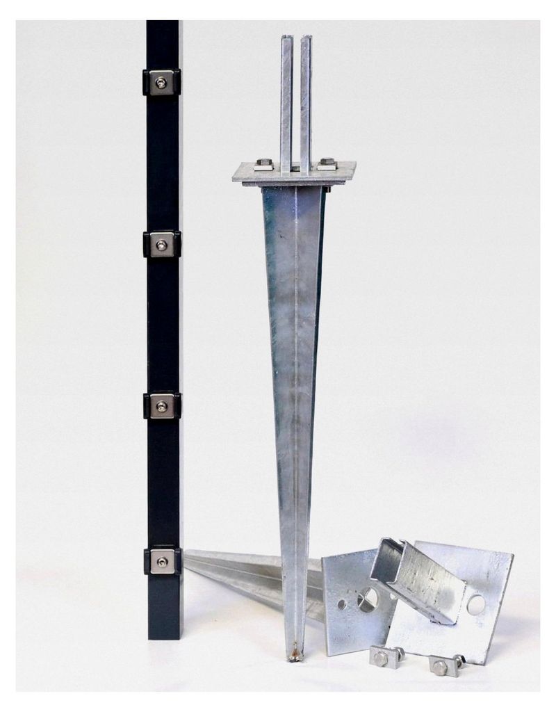 Verstellbare Einschlaghülse 75 cm für Doppelstabmattenzaun mit Pfosten 60x40 mm