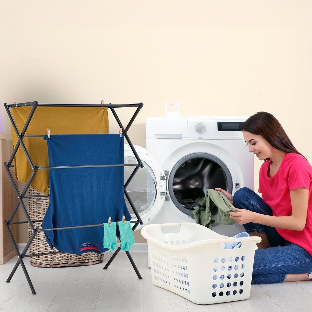 Zusammenklappbarer Wäscheständer mit Klammern, 6 Etagen