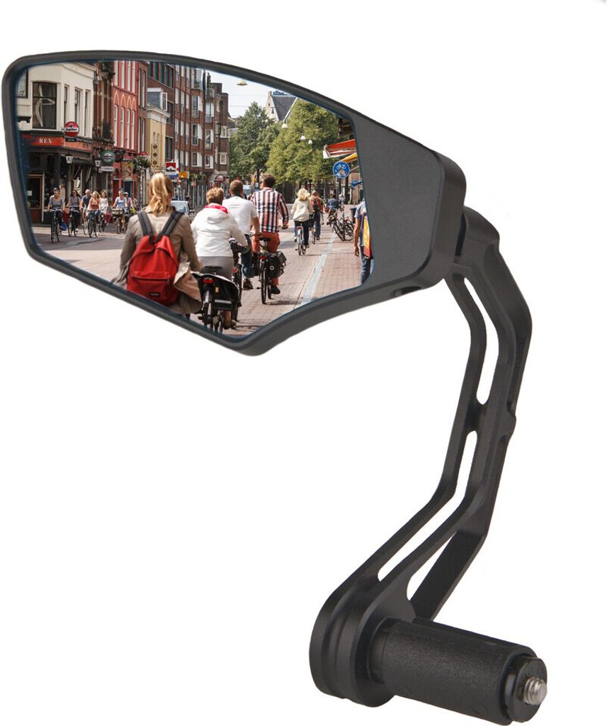 Mirage-Spiegel links, erstklassiges Abblendglas – Montage am Lenkerende – schwarz