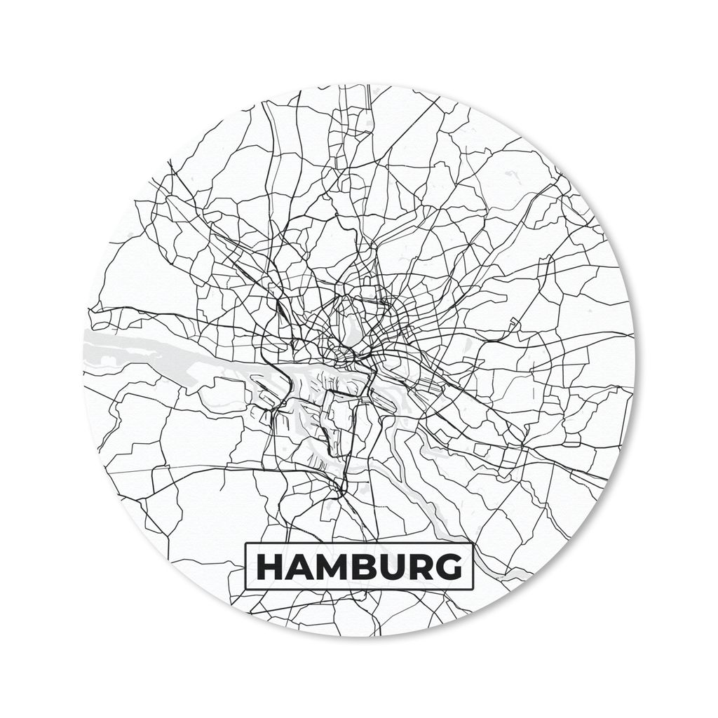 MuchoWow Mauspad Mousepad Karte - Hamburg - Stadtplan 30x30 cm - Mousepads - Maus Mat - Pad - Mausunterlage - Tischunterlage - Schreibtischmatten