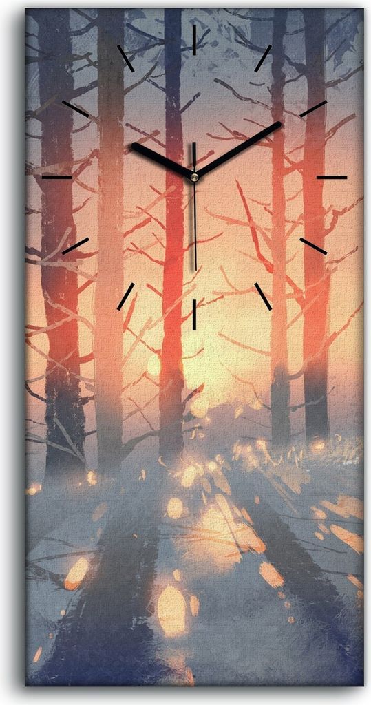 Leinwand Wanduhr Wandkunst Uhr Geräuschlos 30x60 Ölgemälde Kunst Bäume - schwarze Hände