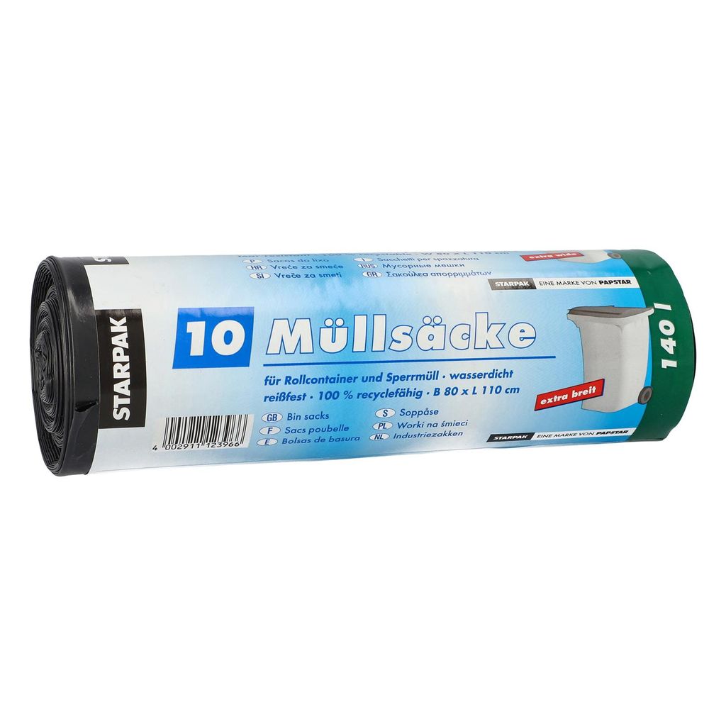 Papstar 12396, 140 l, Schwarz, Lineares Polyethylen mit Produktbild 
