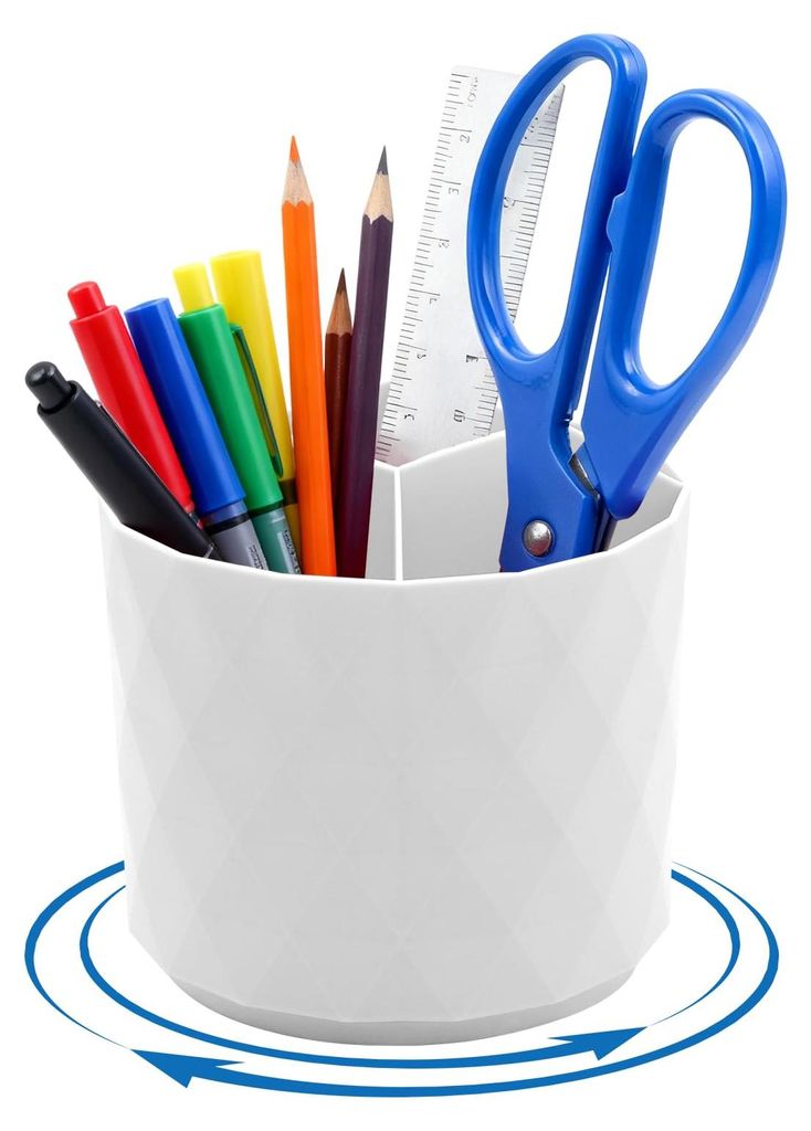 Drehbarer Stiftehalter für den Schreibtisch, Stifteorganizer mit 5 Fächern, 360° drehbarer Stiftehalter für Büro, Schule und Zuhause (weiß)