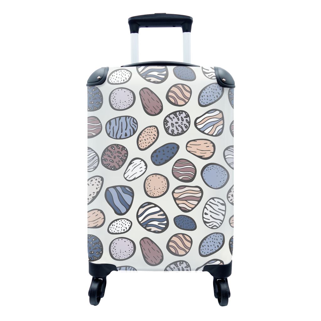 MuchoWow Koffer Handgepäck Trolley Rollkoffer Kleine Reisekoffer mit 4 Rollen - Steine - Muster - Zen - Cabin Size < 55x40x23 cm & 55x40x20 cm -...