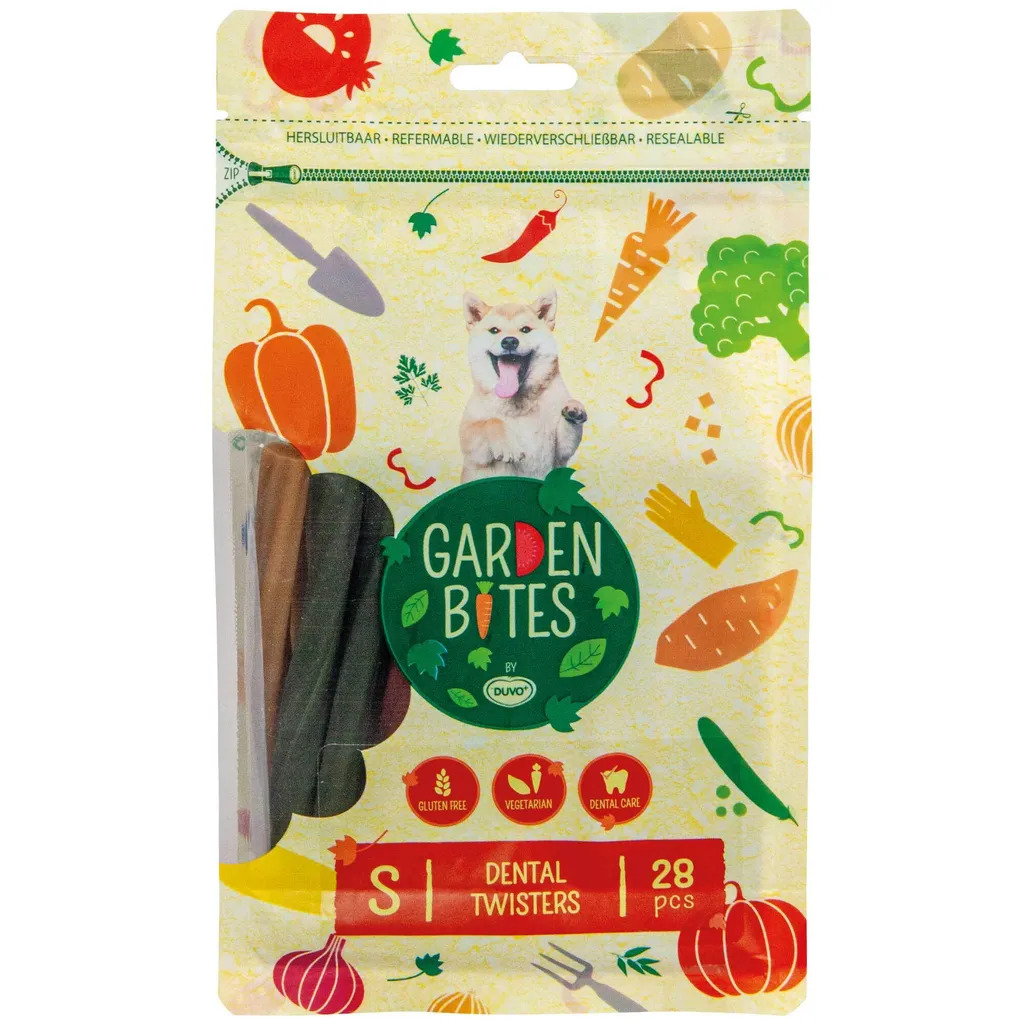 28 pezzi Garden Bites Dental Twisters - dimensioni: circa 13x1 cm ciascuno - in busta salvafreschezza - 2