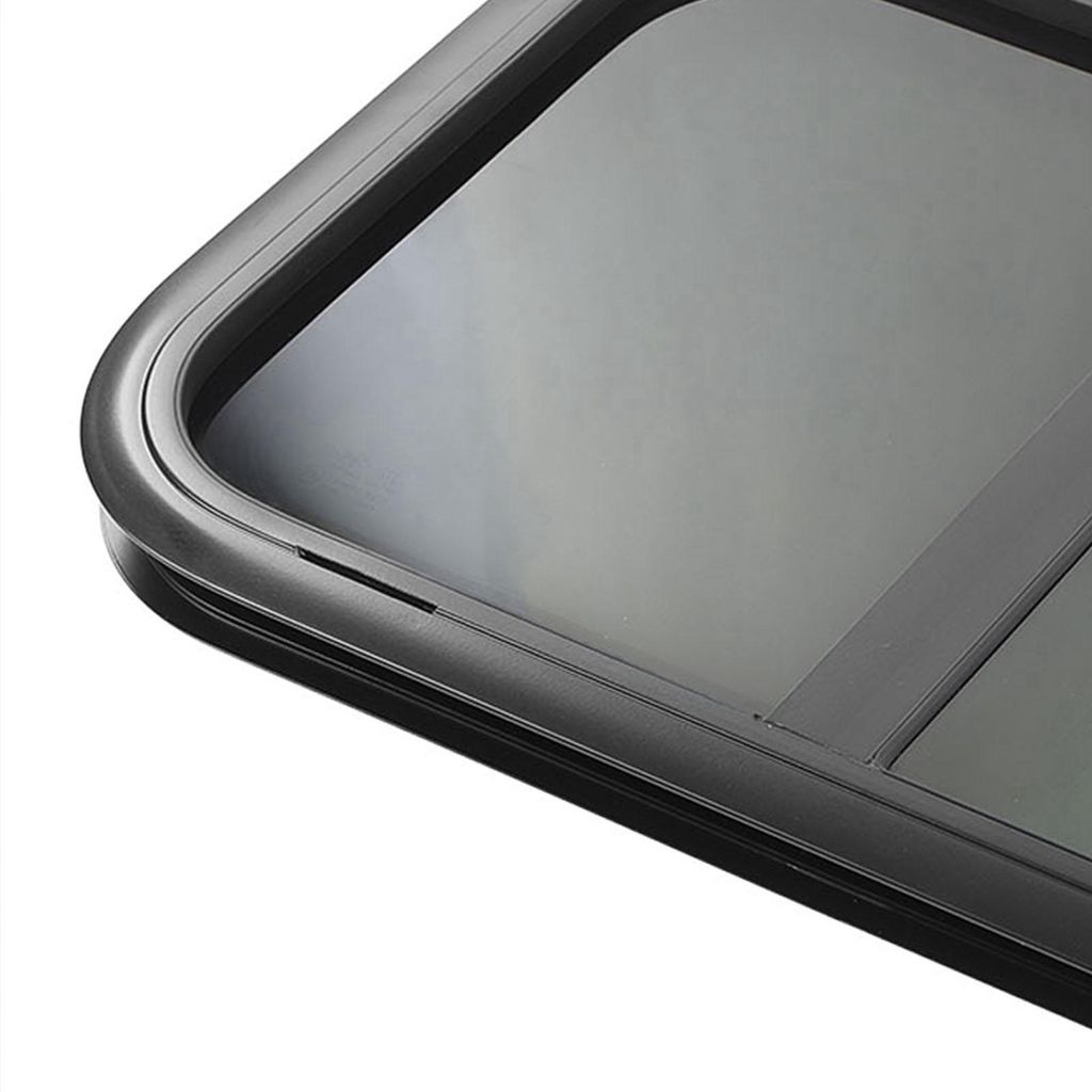 Wohnmobil-Schiebefenster, 700 x 500 mm, schwarzes Aluminiumlegierungs-Anhänger-UV-beständiges Glas mit beweglichem Insektennetz für Wandstärke:...