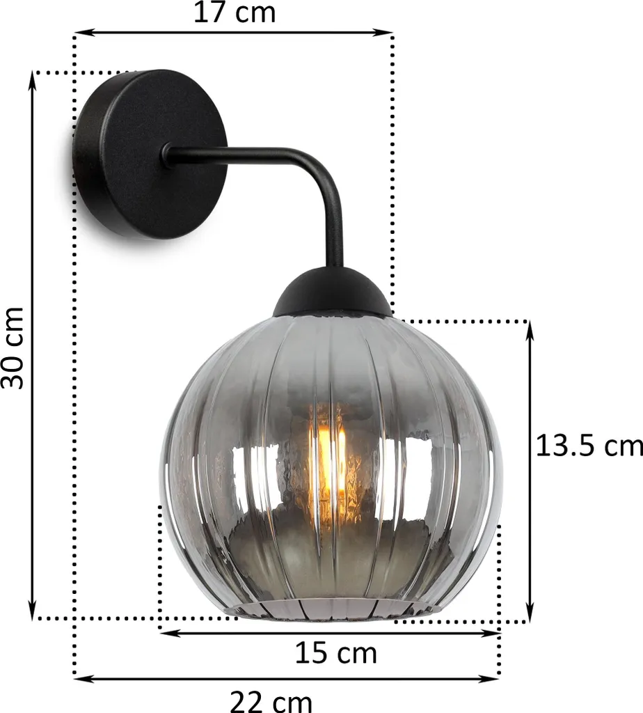 Applique noire moderne à globe graphite E27 pour éclairage chic 12cm - 5