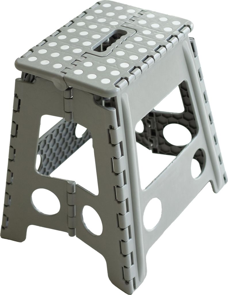 XL Klapphocker, Klapptritt, Tritthocker Grau Faltbar H 40cm bis 150KG