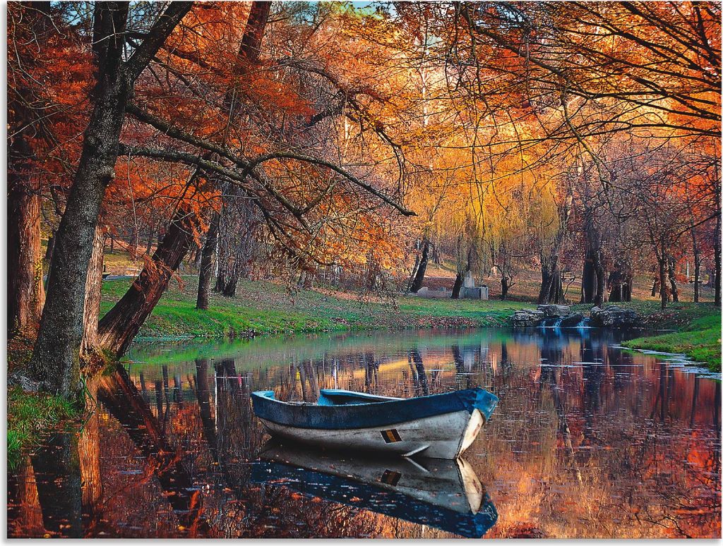 ARTland Wandbild Alu für Innen & Outdoor Bunte Herbstlandschaft Größe: 80x60 cm