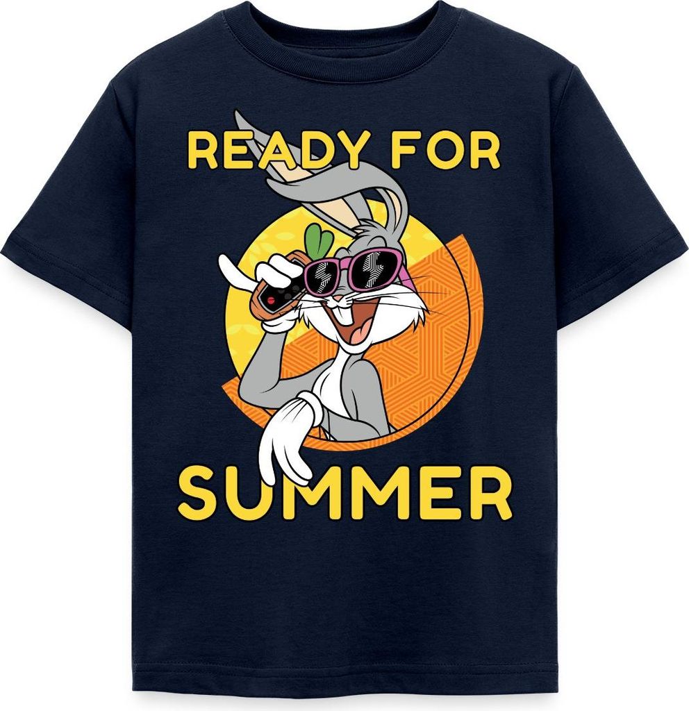 Spreadshirt Looney Tunes Bugs Bunny Ready For Summer Sommer Kinder T-Shirt, 110/116 (5-6 Jahre), Navy