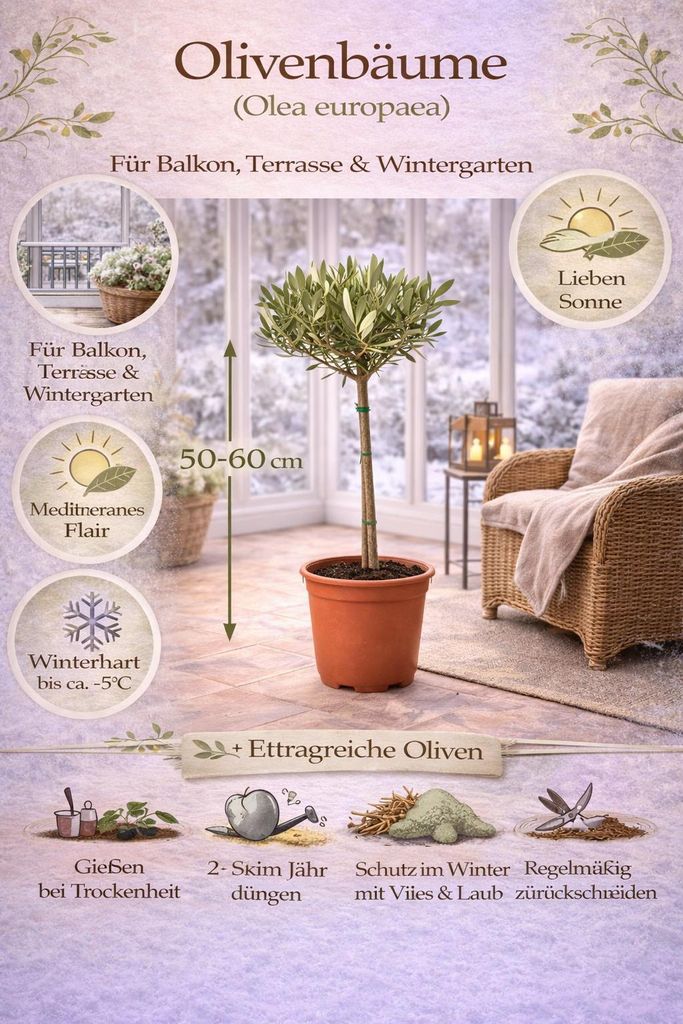 Olivenbaum Stmmchen 5060 cm  Mediterrane Olivenpflanze
