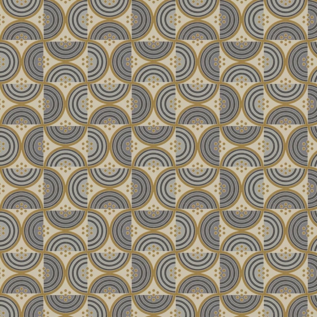 Profhome 390613-GU Retro Tapete Geometrisch matt oliv gelb grau beige 5,33 m2
