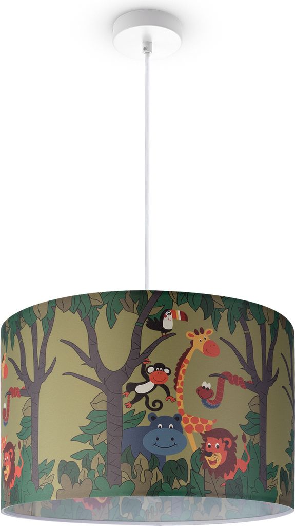 Kinderlampe Deckenlampe LED Pendelleuchte Kinderzimmer Dschungel Tier-Motiv E27 Leuchten Farbe / Größe Grün (Ø45.5cm)