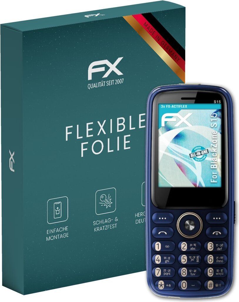 atFoliX FX-ActiFleX 3x Schutzfolie kompatibel mit BlackZone S15 Folie