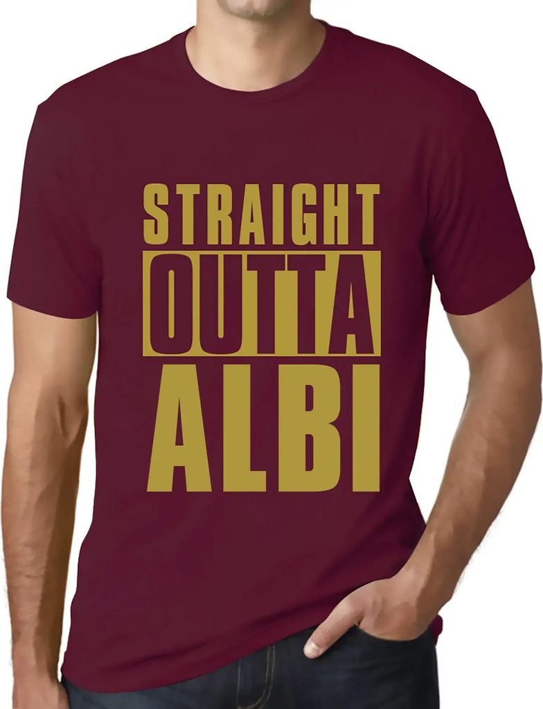 Herren Grafik T-Shirt Straight Outta Albi Öko-Verantwortlich Vintage Jahrgang Kurzarm Lustige Druck Geburtstag Geschenk Mann