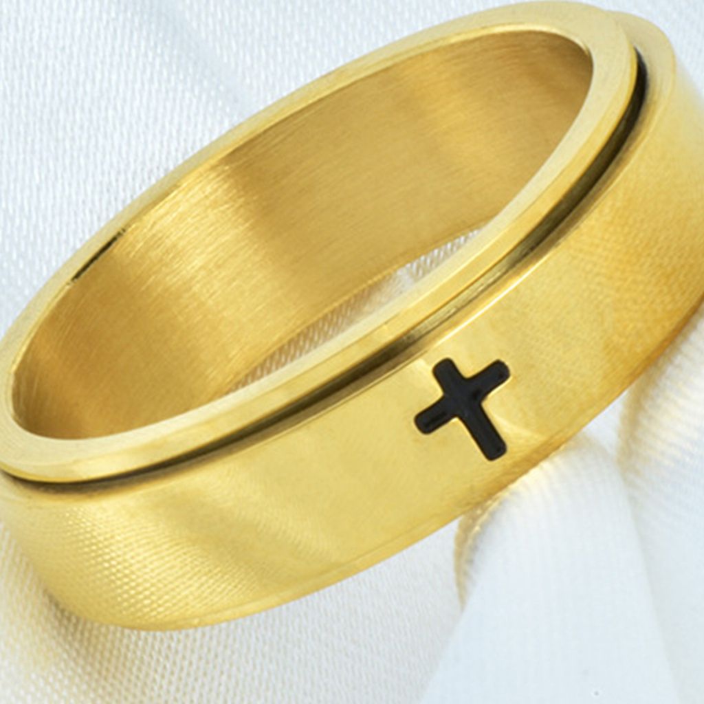 Damen-Ring, Uni, drehbarer, stressabbauender Fingerring aus Edelstahl für den täglichen Gebrauch