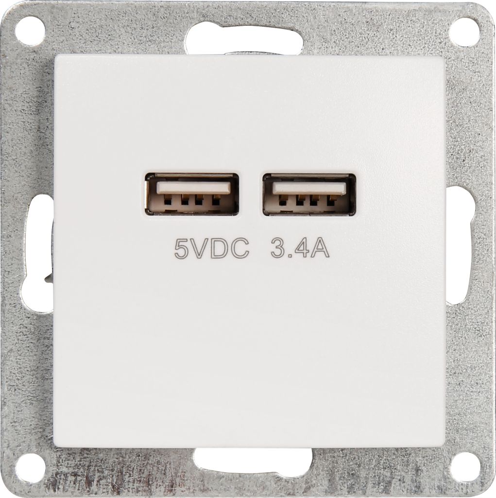 USB-Ladedose McPower "Flair", 2-fach, 5V / 3,4A, UP, weiß