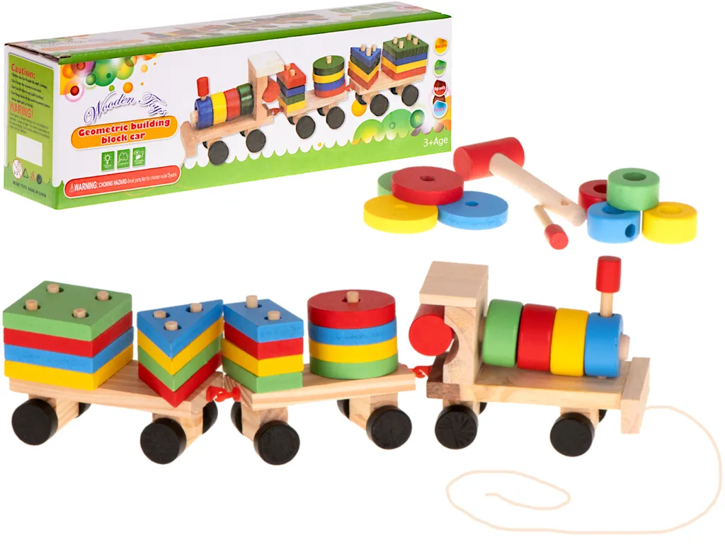 Trieur en bois dextérité puzzle train locomotive avec voitures 30cm