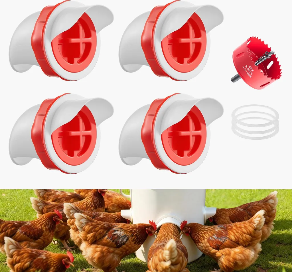 VEVOR DIY Chicken Feeder: 4 Porte Anti-Spreco per Pollame con Sega a Tazza