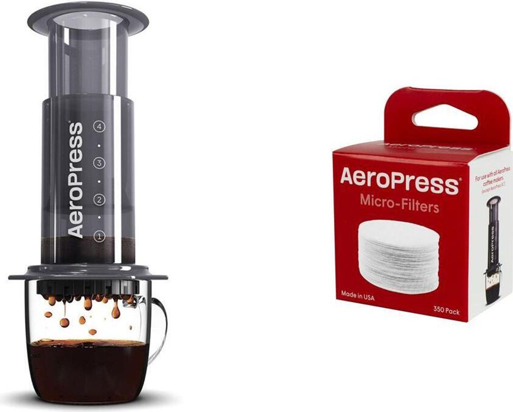 AeroPress - New Special Bundle mit New 85 Original Coffee Maker - 85R11 - Neues Modell 2023 + 350 Mikrofilter!