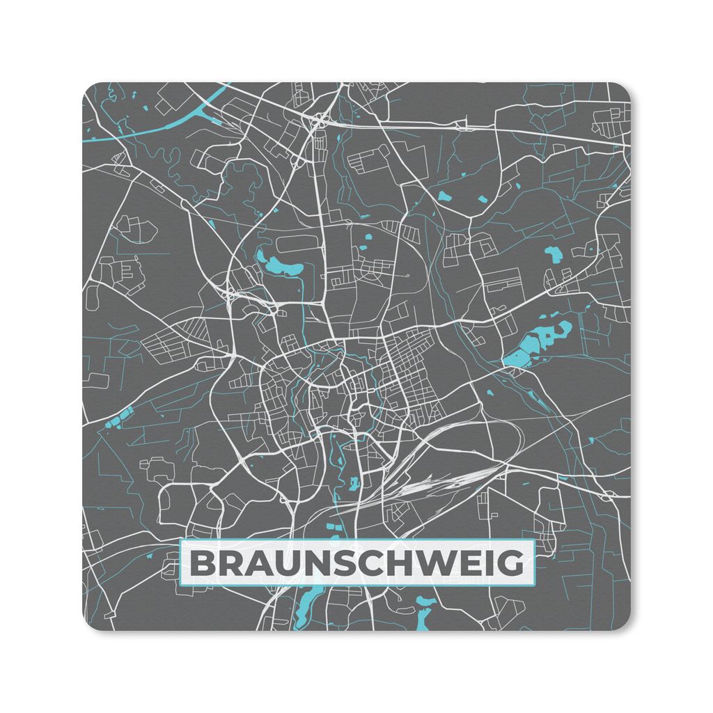MuchoWow Mauspad Mousepad Deutschland - Blau - Braunschweig - Stadtplan - Karte 20x20 cm - Mousepads - Maus Mat - Pad - Mausunterlage - Desk Mat ...