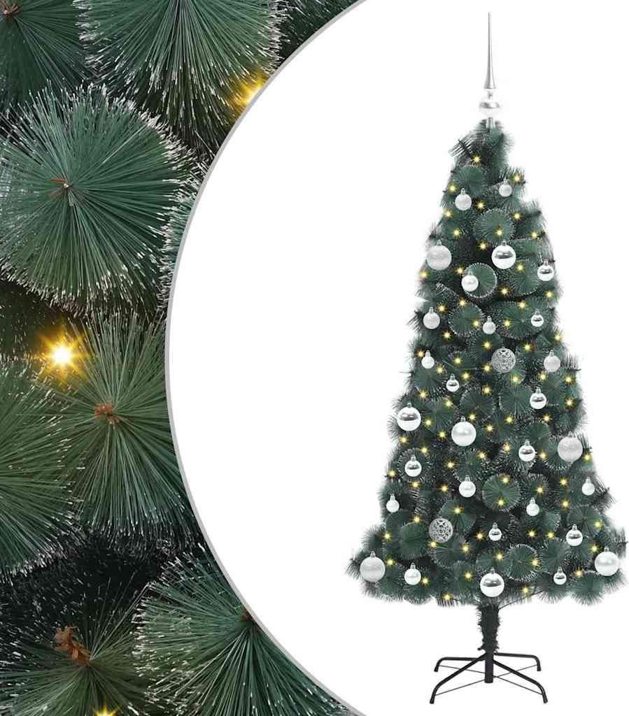 vidaXL Künstlicher vorbeleuchteter Weihnachtsbaum mit Kugelset 150 cm
