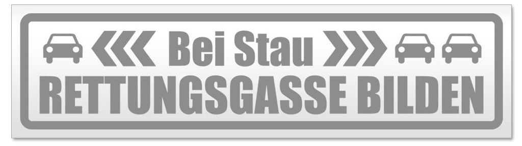 Kiwistar - Autoaufkleber - Grau - 45 x 12 cm - bei Stau Rettungsgasse bilden - Hinweis Aufkleber Sticker für Auto, Kfz, Fahrrad, PKW, LKW