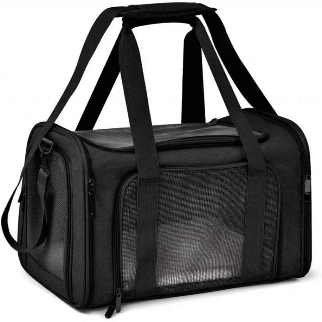 Sac de Voyage pour Animaux 3-en-1 Noir : Idéal Voiture, Train et Avion