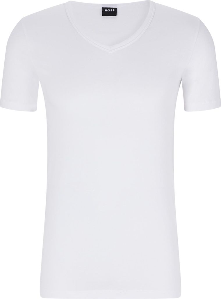 HUGO BOSS Modern stretch T-shirts slim fit (2-pack), heren T-shirts V-hals, wit
