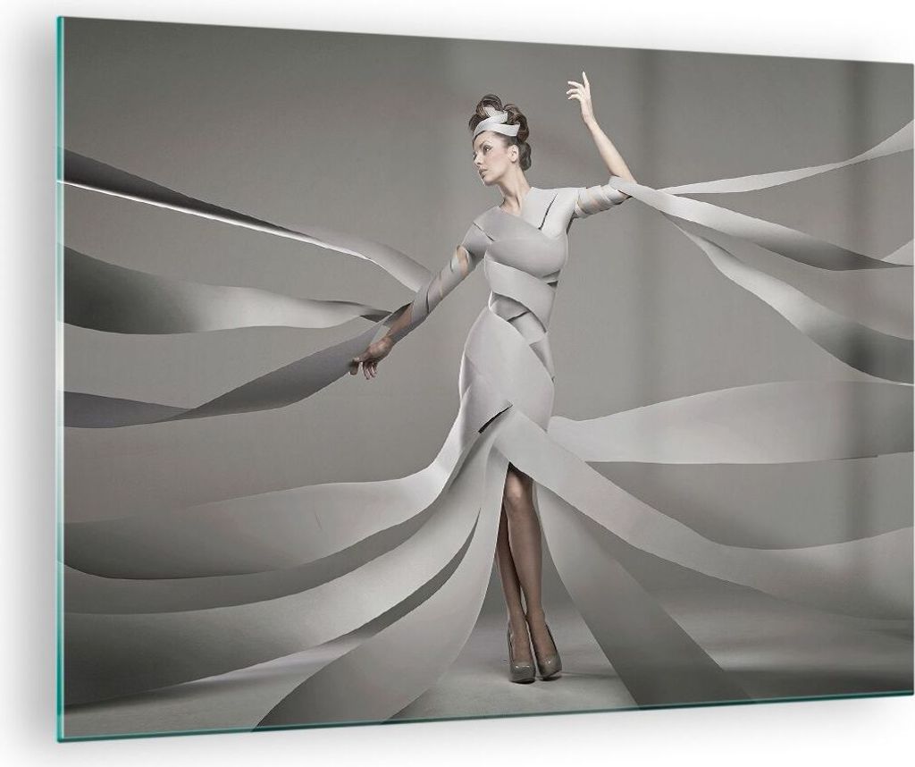 Bilder auf glas - Frau Modell Streifen Emotionen - 70x50cm - Glasbilder - Wandbilder - Kunstdruck - zum Aufhängen bereit - Wanddekoration aus Glas...