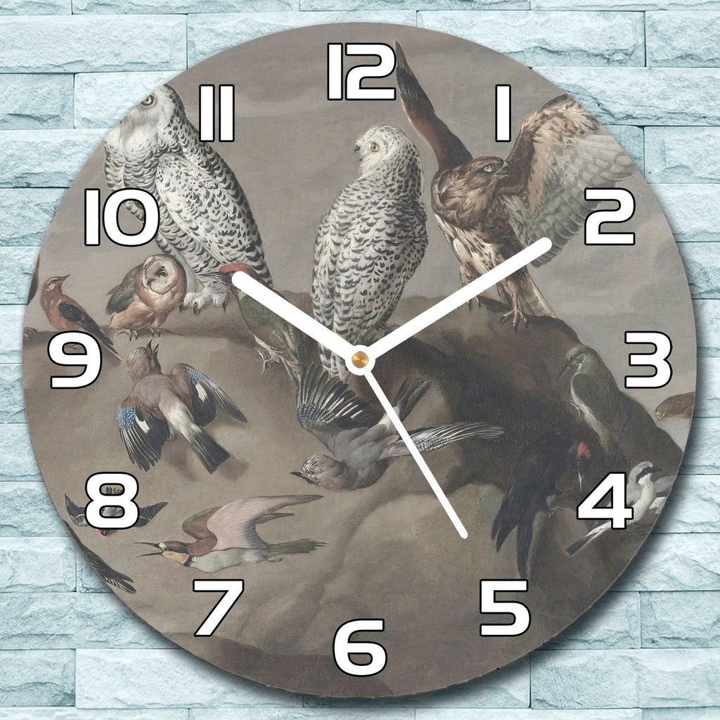 Wanduhr aus Glas Rund fi 30 Wildvögel Vintage Quarz Deko Schlafzimmer Büro