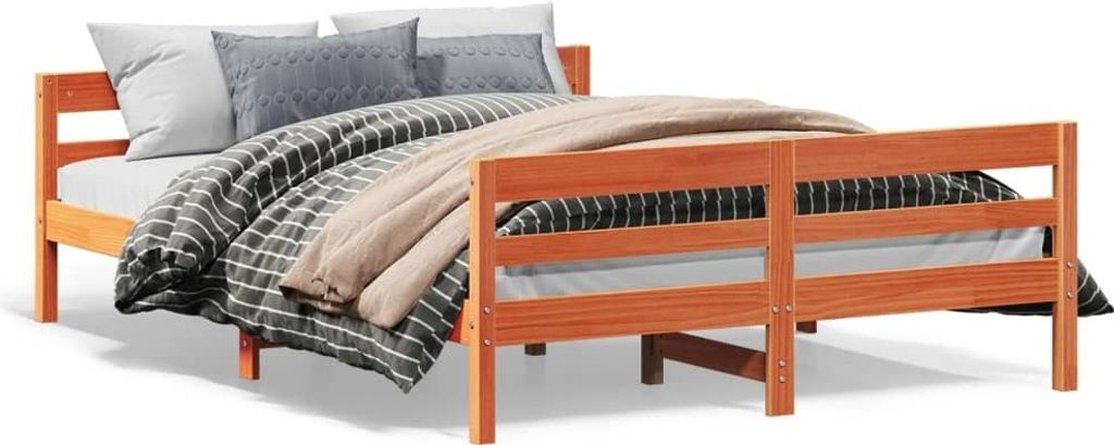 "2026 Promotion" Massivholzbett Schlafzimmer - ohne Matratze - Wachsbraun 140x200 cm - Kiefernholz - Polsterbett CC30199