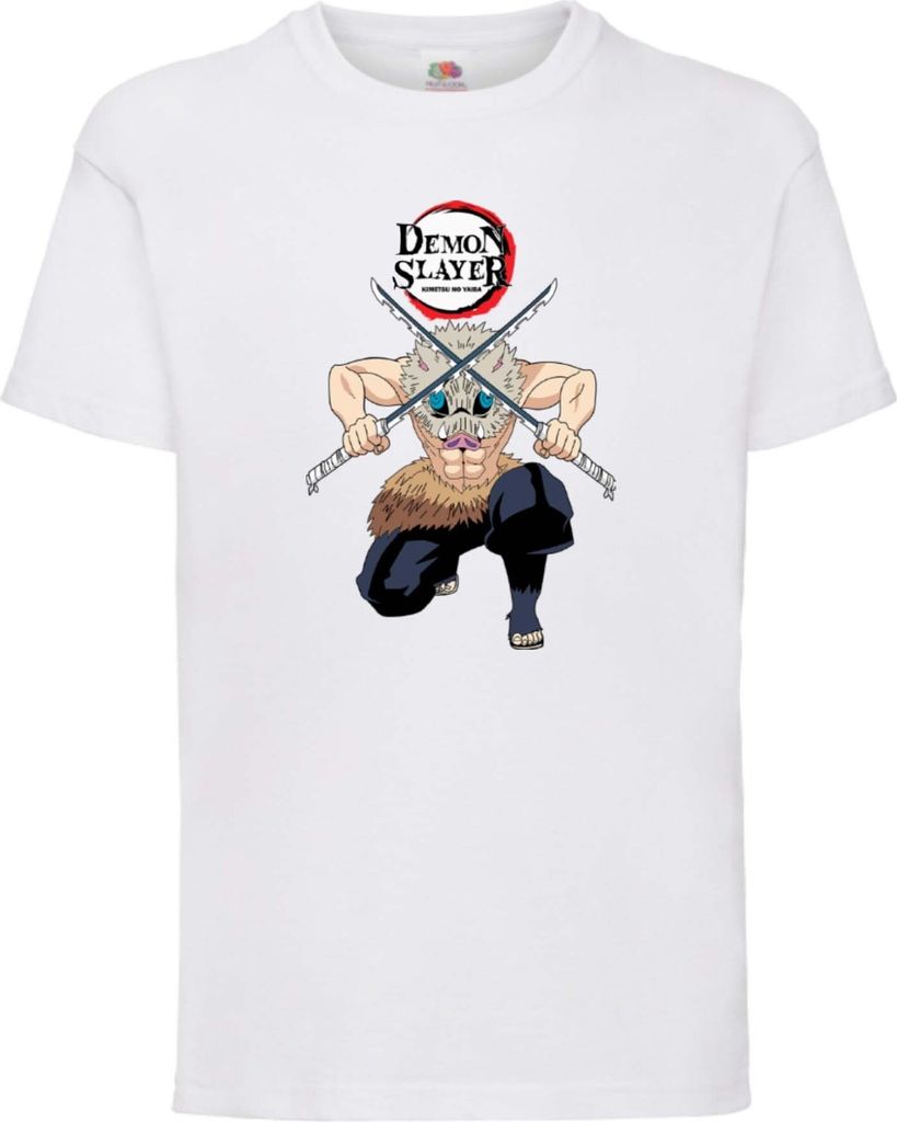 Kinder T-Shirt Japan Animation Manga Anime Comics Demon Anime Slayer Inosuke Var-020 Inosuke Boar, 9-11 Jahr - 140 / Weiß