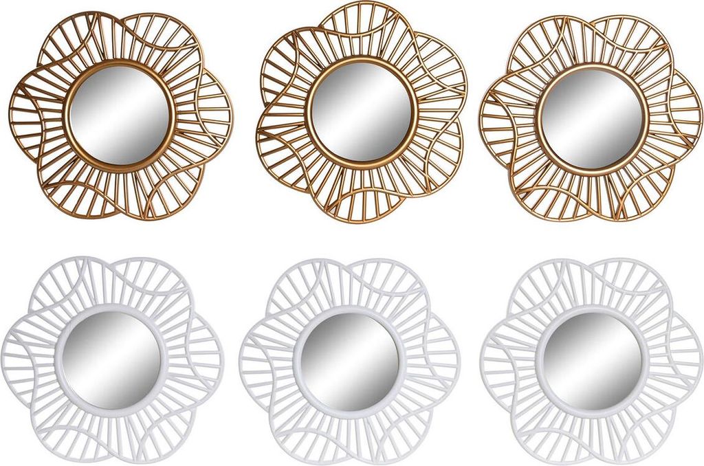 Spiegelsatz DKD Home Decor Kristall Gold Weiß Polypropylen (25 x 2 x 25 cm) (2 Stück)