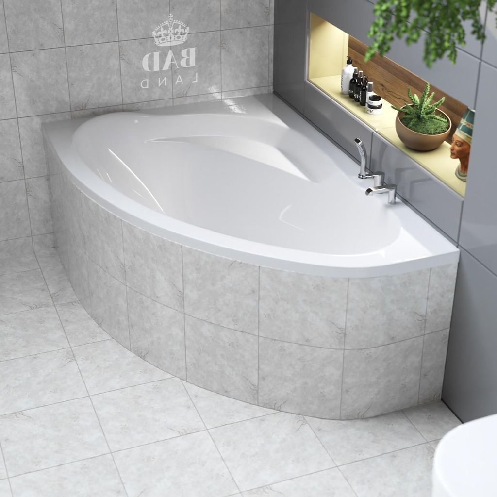 BADLAND Eckbadewanne Badewanne Marea LINKS 150x100 mit Ablaufgarnitur, Füßen und Styroporverkleidung GRATIS
