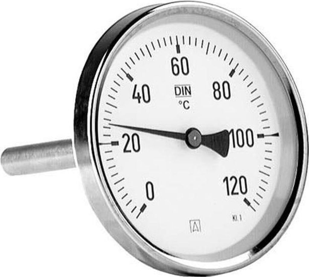 Bimetall-Thermometer BiTh 80, fi 80 mm, 0-120°C, Hülsen-L 63 mm, 1/2 Zoll Axt, Klasse 2.0