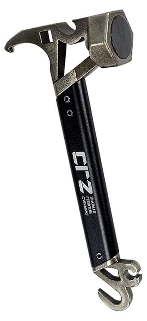 Edelstahl-Campingzelthammer mit Nagelzieher und Flaschenöffner, Doppelkopf-Design für verbesserte Haltbarkeit und Griffigkeit