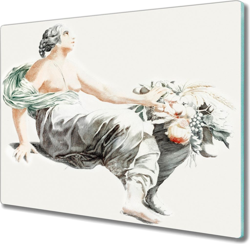 Coloray Küchenbrett Kochplattenabdeckung Hackbrett Schneidebrett Herdabdeckplatte 60x52 cm - Frauen Früchte