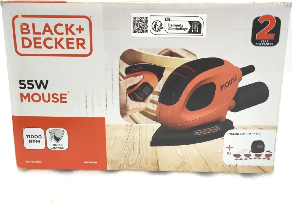 Ponceuse Mouse Black+Decker BEW230BCA compacte 55W pour angles et bordures - 3