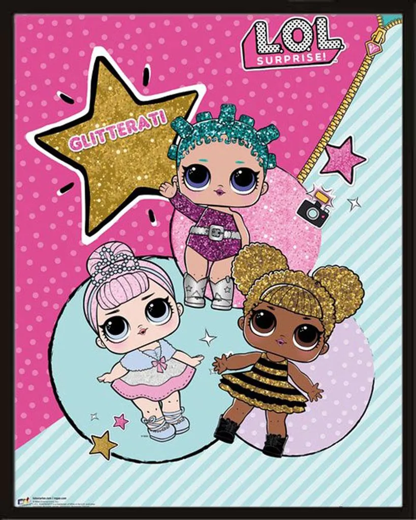 Décoration chambre enfant LOL Surprise Star poster encadré noir 20cm