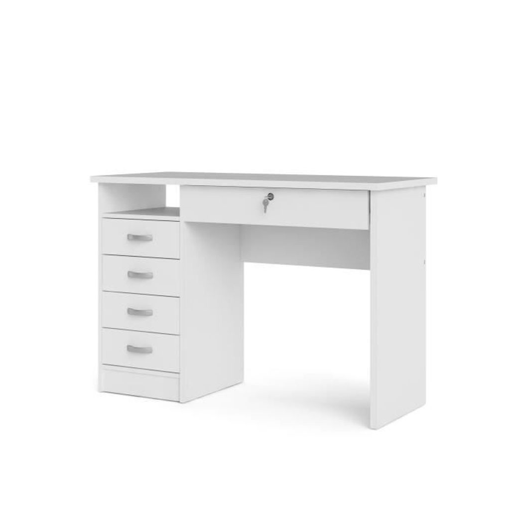 CALICOSY - Schreibtisch mit 5 Schubladen (1 abschließbar) B109,3 cm – FUNCTION