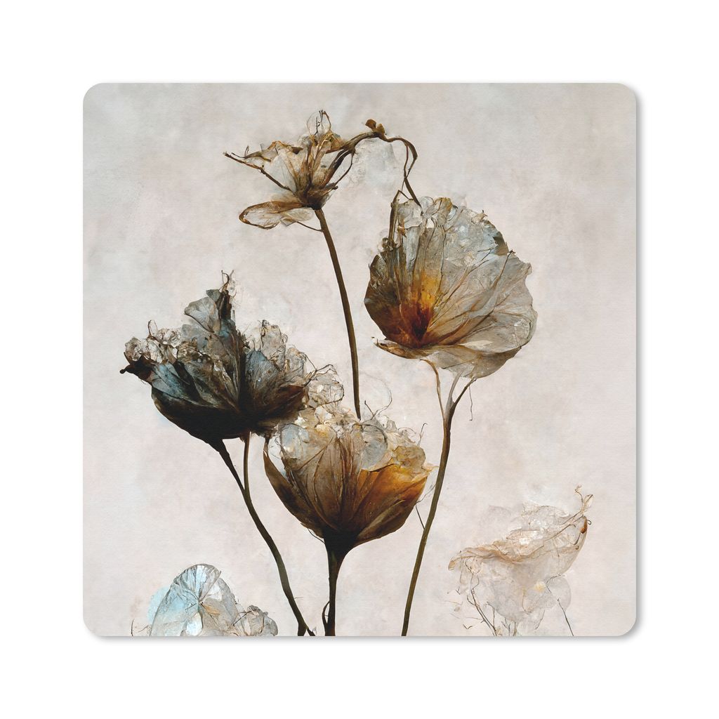 MuchoWow Mauspad Mousepad Vintage - Blumen - Pflanzen - Abstrakt 30x30 cm - Mousepads - Maus Mat - Pad - Mausunterlage - Gaming