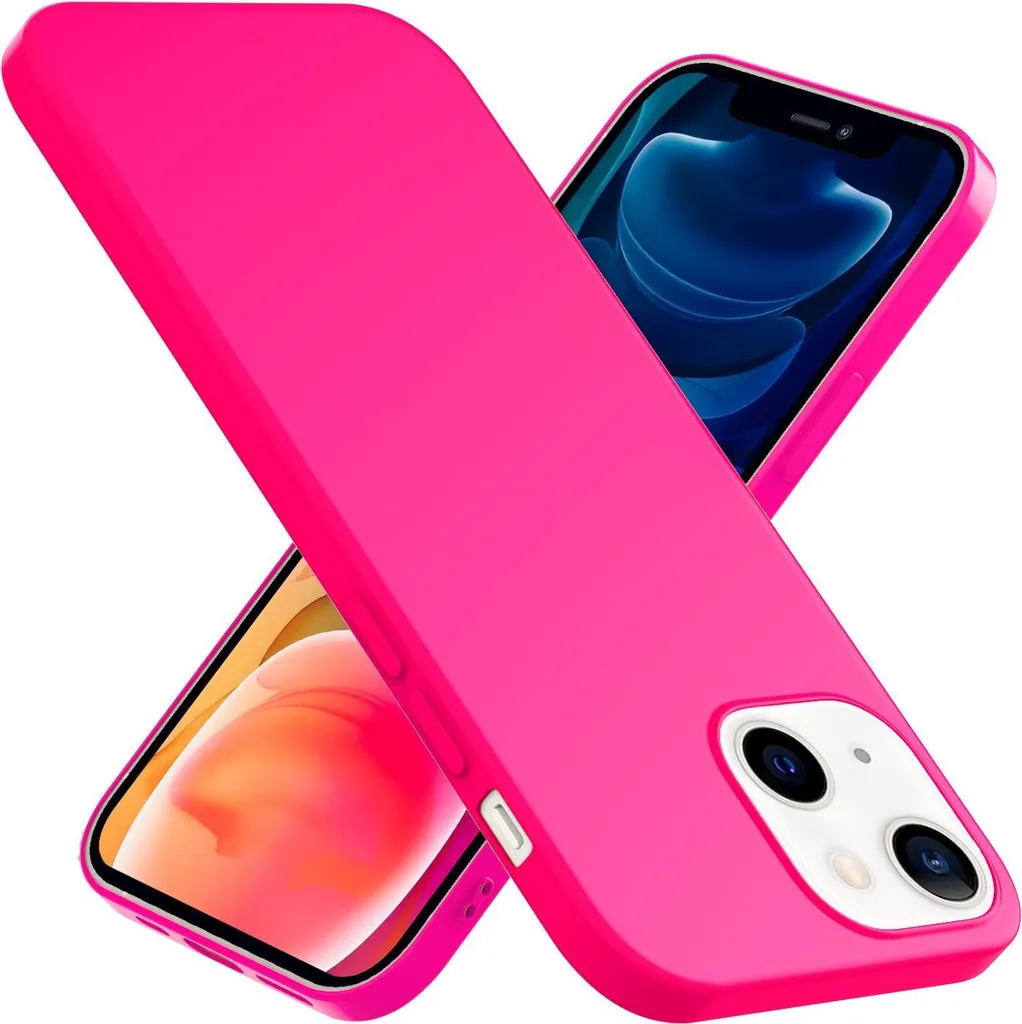 NALIA Custodia colorata al neon per iPhone 13, custodia in silicone opaco, cover bumper, rosa