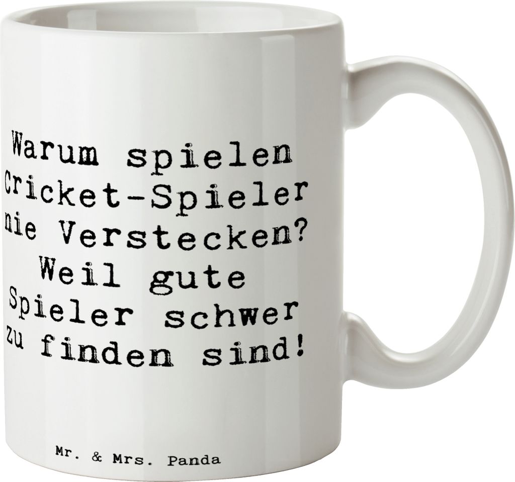 Mr. & Mrs. Panda Becher Spruch Cricket Verstecken - Weiß - Geschenk, Teamsport, Kaffeetasse, Humor, Tasse, Geduld, Sport, Bedruckte, Pott, Sportle...