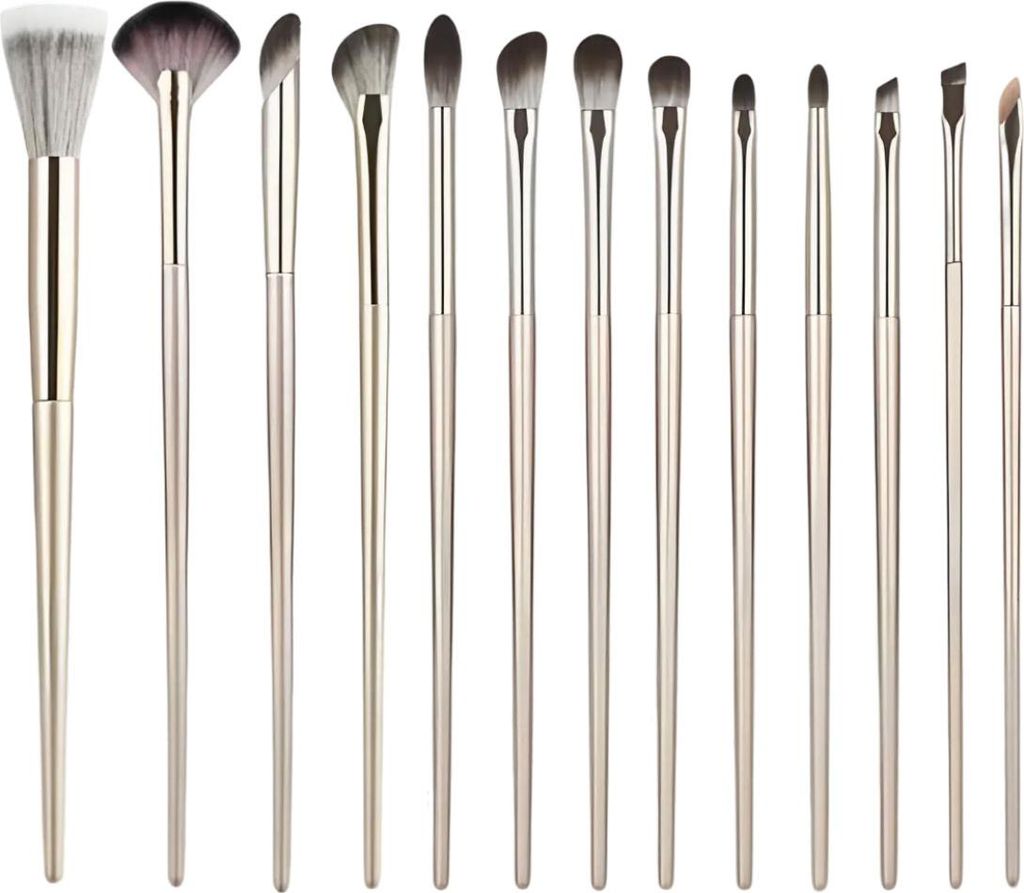 13 goldene Make-up-Pinsel, Lidschattenpinsel, Augenpinsel, komplettes Set weicher Haar-Make-up-Pinsel